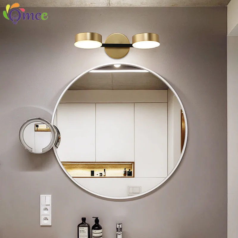 Nordic Lights 3 Colors changeable Led Wall Lamp For Bathroom Makeup Mirror Lamps Golden Stair Light Modern Wall Lights Bedroom