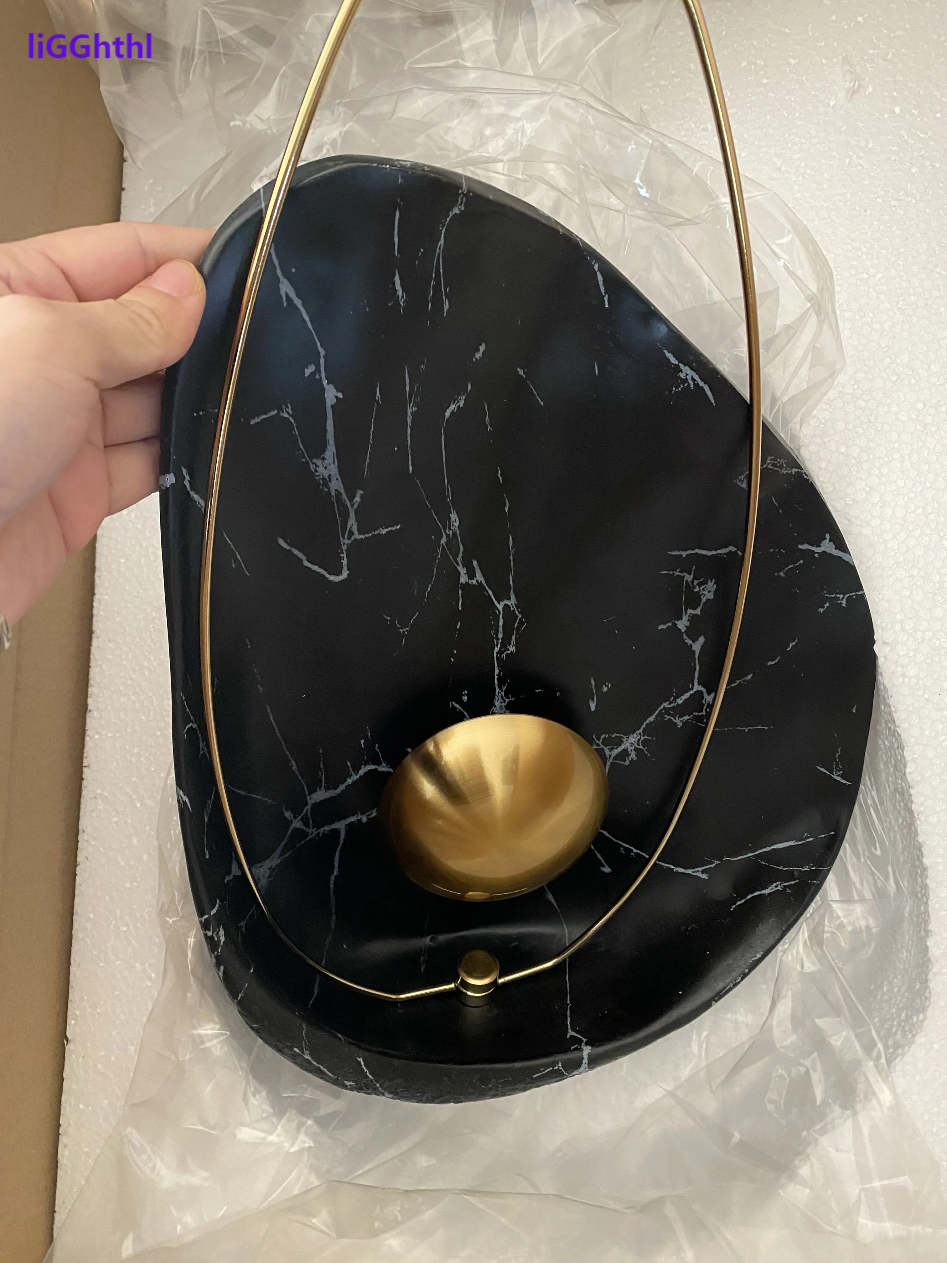 

Nordic Wall Light Sconce Modern LED Lamp Creative Black White Post-modern Shell Lamps Decor Home Living Room Marble Wall Lights