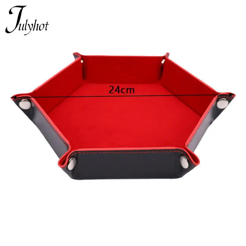 Foldable Dice Tray Box PU Leather Folding Hexagon Key Storage Coin Square Tray Dice Game for RPG/DnD Table Board Games images - 6