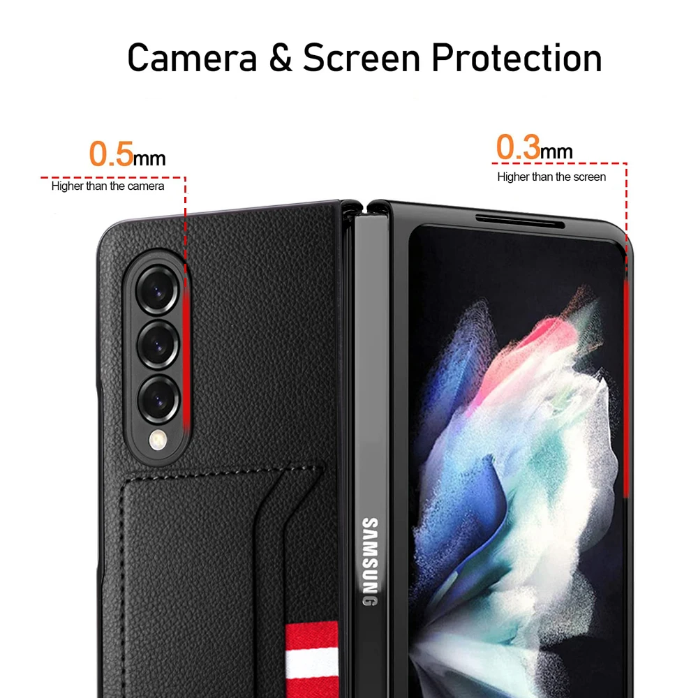 Sleek Matte Leather Fashion Case with Card Holder - Premium Phone Cover