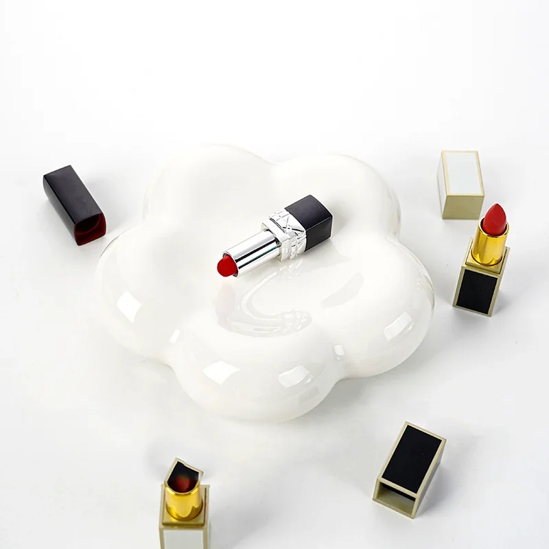 Chubby Creative Flower Ceramic Plate Photo Props Jewelry Dish Desktop Lipstick Small Objects Organizer Tray Decoracion 5