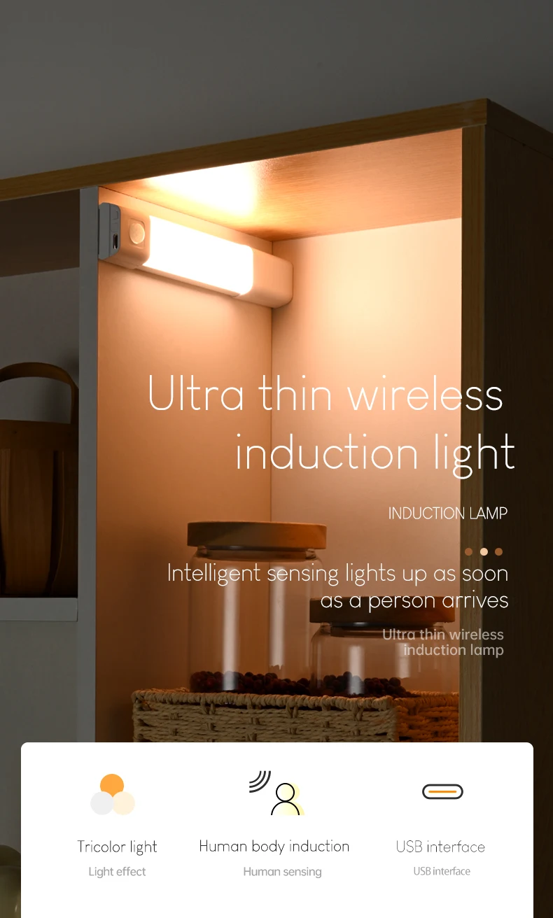 Description Picture 2 of itemJoollySun Led Light Motion Sensor Lamp Under  Cabinet Lighting for Kitchen Wardrobe Closet Rechargeable Wireless Night Lights