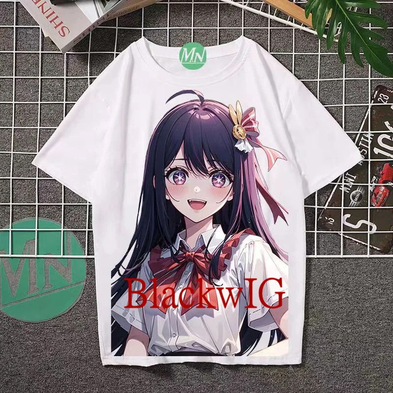 

New Summer Fashion Casual T-shirt For Men Women Boy Girl Anime OSHI NO KO Hoshino Ai Cosplay White Black T-shirts Costume