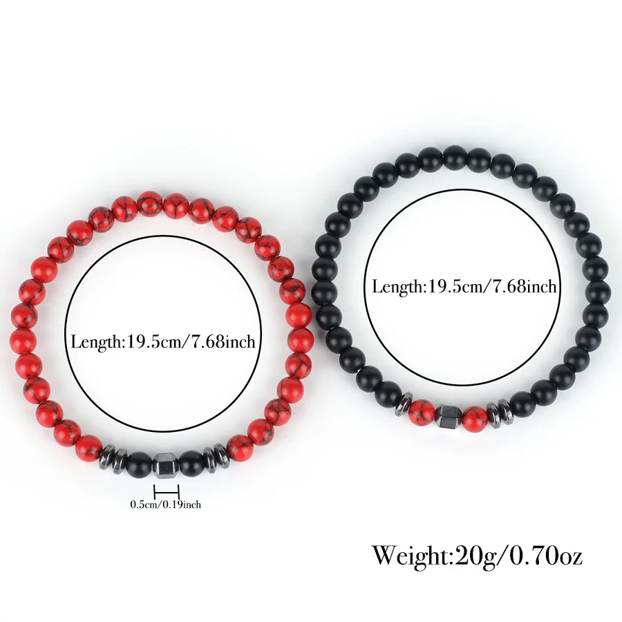 Mens Turquoise Hematite Volcanic Rock Bracelet Set