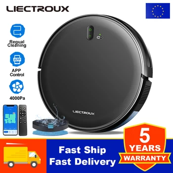 (Code: EU7805) LIECTROUX L200 Robot Aspirapolvere, Combo di pulizia a secco e a umido, Mappatura intelligente, App WiFi, Aspirazione da 4KPa, Motore senza spazzole, Funziona con Alexa e Google Assistant, Ideale per peli di animali domestici, moquette 1