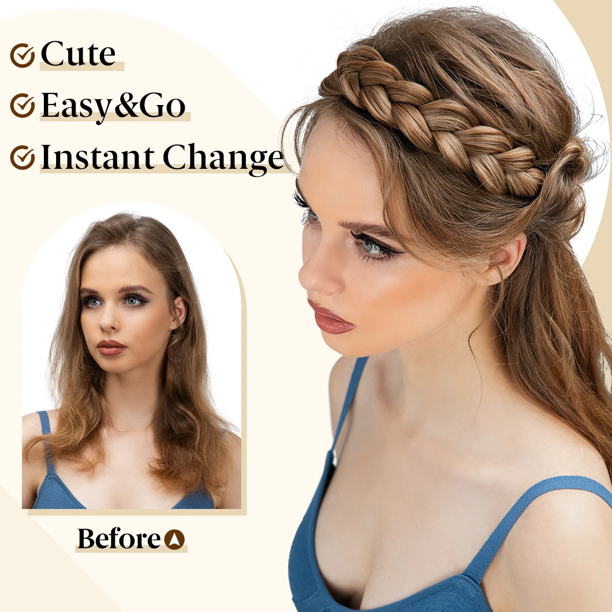 Fascia per capelli/fascia per capelli intrecciata francese sintetica di Sarah, un accessorio per capelli in stile bohémien da donna, perfetto per creare capelli intrecciati - immagine 4