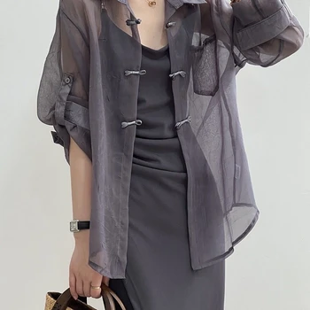 New Chinese Sle irt Women's Faion Summer Dr Outerwear Cardigan Thin Sun Protection Long Sve round Ne Design 1