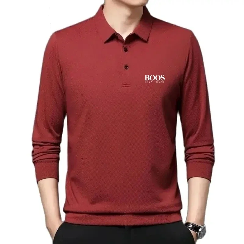 Embroidered Pure Cotton Shirt Men's Long Sleeved Lapel Casual Top Spring and Autumn