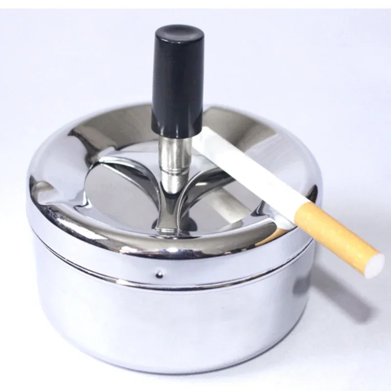 Portable Round Spinning Ashtray Cigarette Ash Stainless Steel Ashtray Housewares Spinning with Cover WF1015 cigarettes ashtray portable ashtray stainless steel ashtray metal ashtray