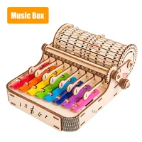 URY 3D Wooden Piano Hand Crank Xylophone Percussion Musical Instruments DIY Toy Rhythm Device Model for Children Christams Gift 1