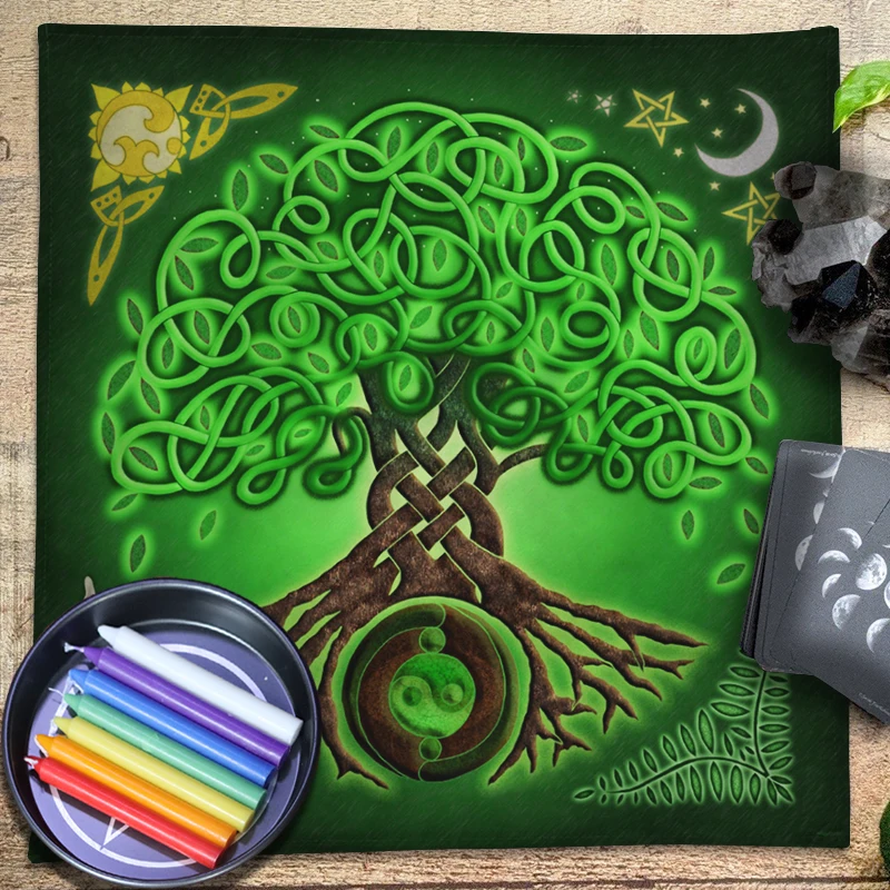 Celtic Tree Of Life Tarot Tablecloth Velvet Altar Cloth Spiritual Divination Witchcraft Astrology Board Game Oracle Card Pad New