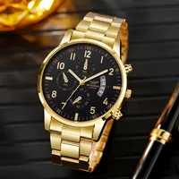 Men’s Luxury Watch Fashion Business Calendar Men’s Steel Belt Watch Men’s Christmas Valentine’s Day Gift