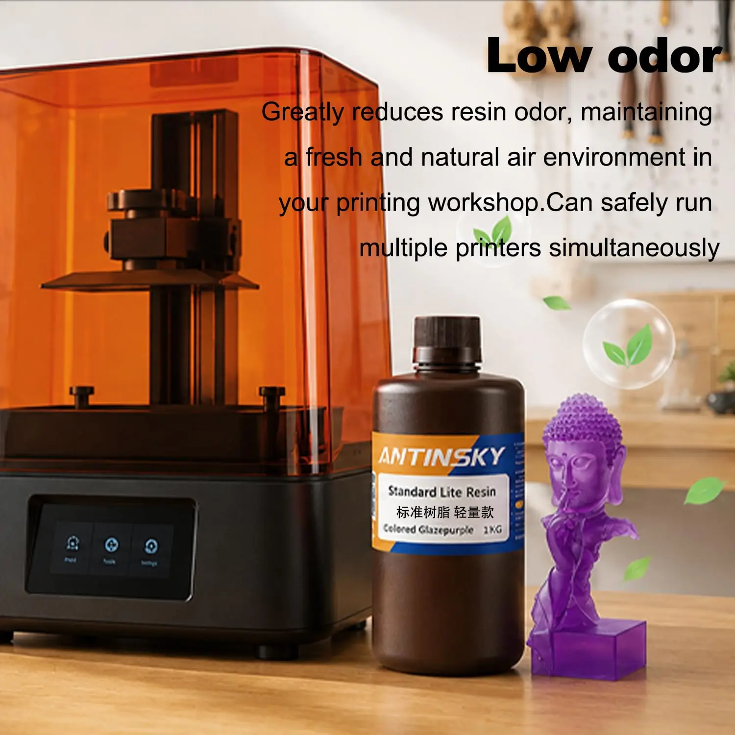 안티스키 스탠다드 라이트 3D 레진 405nm 1kg (애니큐빅/엘레구 DLP LCD SLA 3D 프린터용) 고정밀 저수축 3D 레진