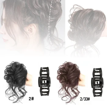 Synthetic Hair Bun Chignon Messy Curly Gripping Clip Hairpin Elastic Scrunchy False Hair Pieces For Women Hairpins