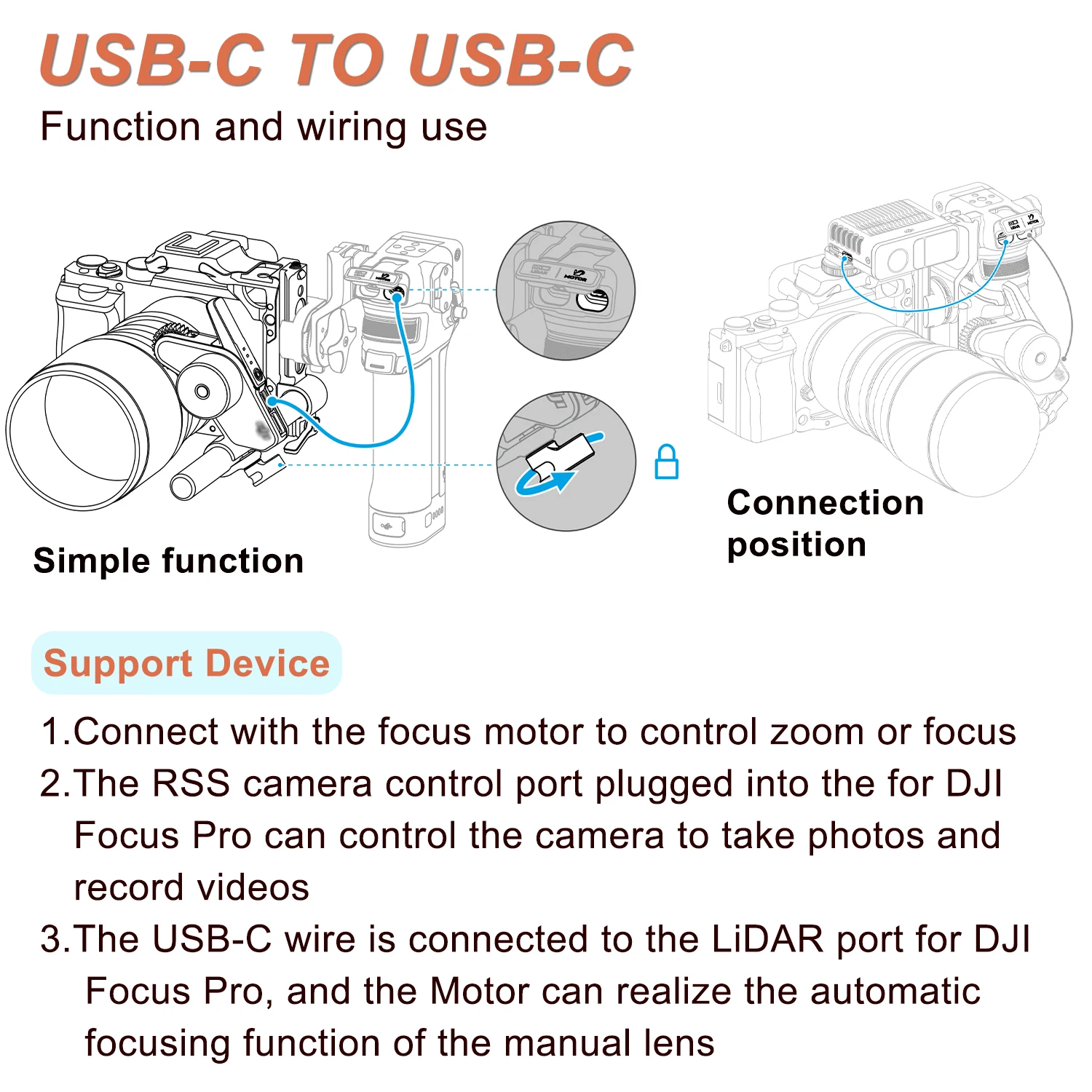 Description Picture 5 of itemFor DJI Ronin Motor/Followers Cable USB-C Cable Focus Pro/ LiDAR Multi-Function Connecting Cable 1m/39.37inch