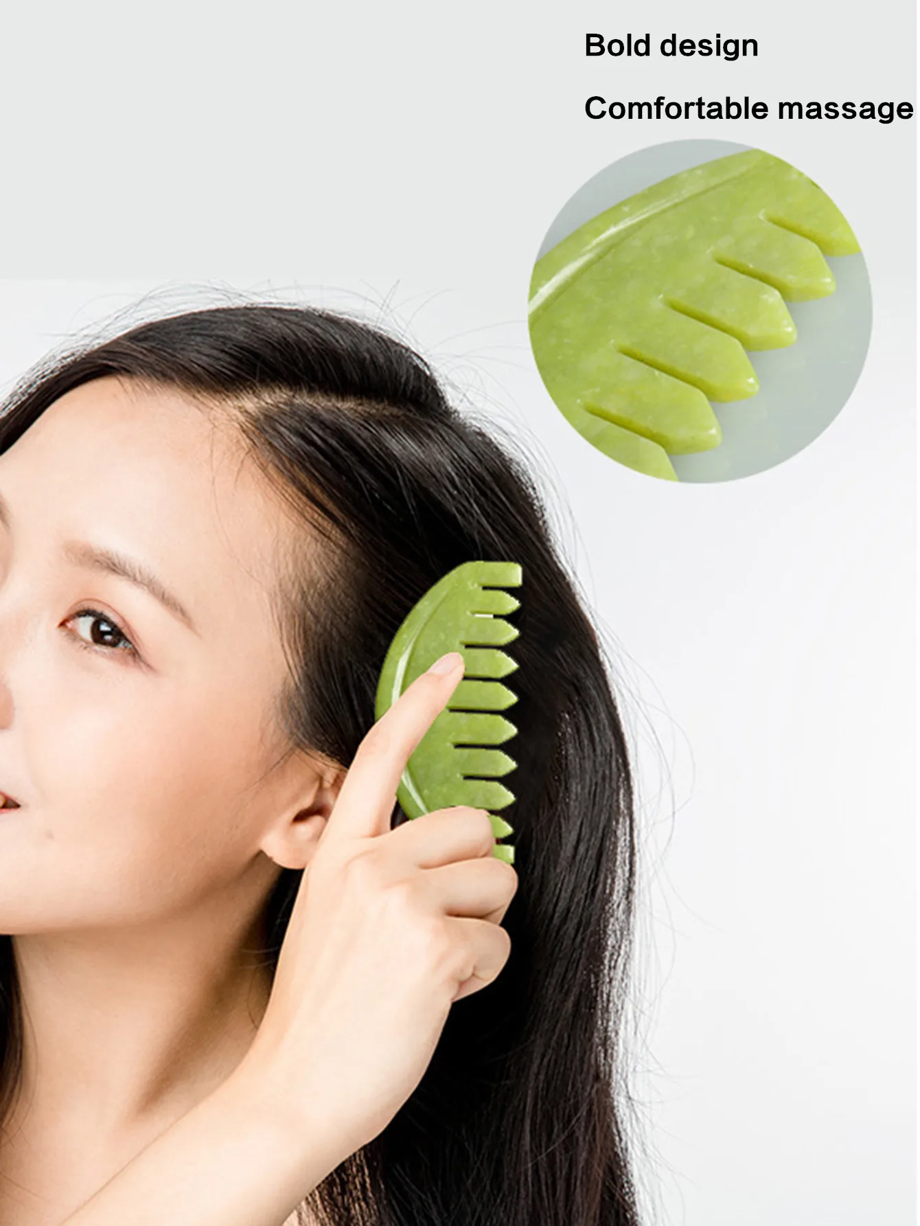 Jade Body Massage Comb Head Massager Hair Brush Gua Sha Board Stone Massage Brush Scalp Massager Meridian Comb Hair Treatment