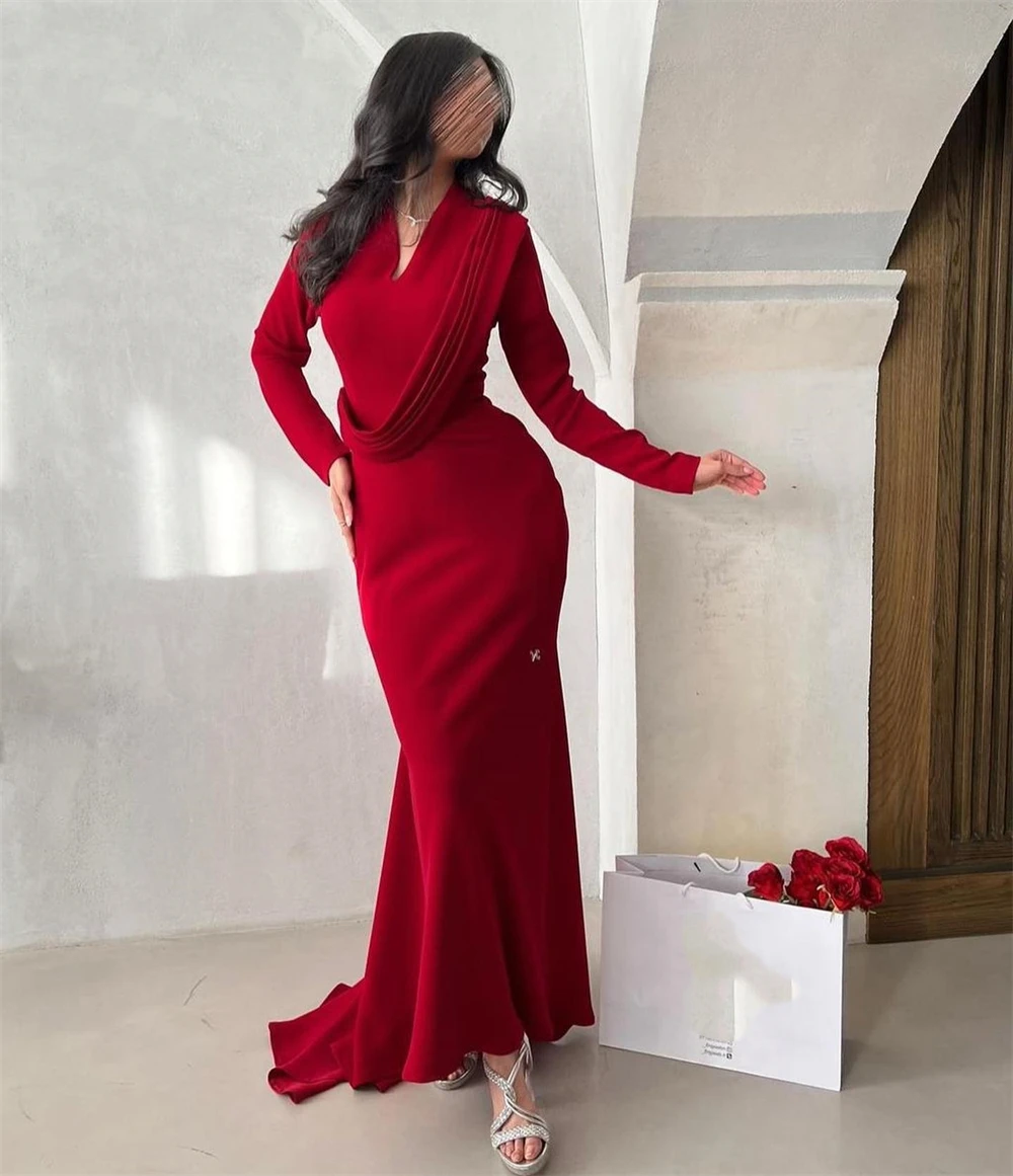 

Ball Simple V-neck Sheath Celebrity Cocktail Fold Draped Satin Prom Dresses Robes De Soirée Gala프롬드레스vestidos Para Mujer