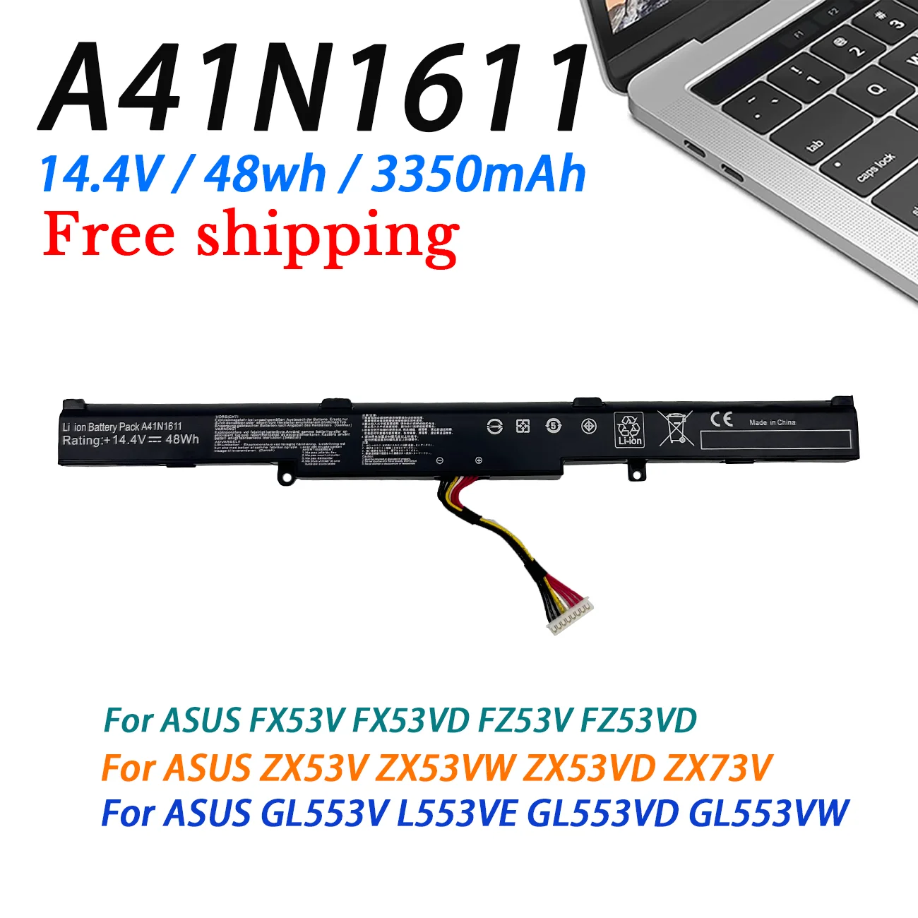 WLTree A41N1611 Batteria per Asus Rog Strix GL553VD GL553VE GL553VW GL753V GL753VD GL753VE FX53VD FX53VE FX53VW FX553VE G553VD G553VE FX753VD FX753VE ZX53V ZX553V ZX553VD PX553VD PX753VD Battery WLTree A41N1611 Batteria per Asus Rog Strix GL553VD GL553VE GL553VW GL753V GL753VD GL753VE FX53VD FX53VE FX53VW FX553VE G553VD G553VE FX753VD FX753VE ZX53V ZX553V ZX553VD PX553VD PX753VD Battery