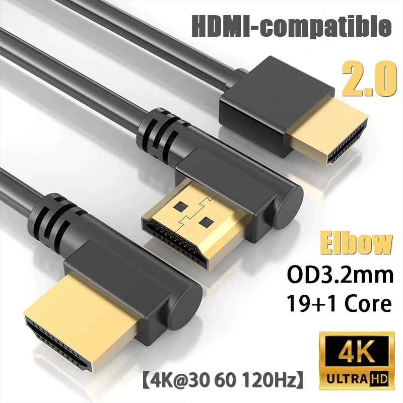 Ultra Thin Extreme Flexible HDMI-compatible Cord Male to Male Adapter Elbow Cable OD3.2mm 19+1 Core For 3D TV/HDTV/PS5/Blu-ray hdmi adapter cable hdmi cable hdtv adapter cable hdtv cable hdmi adapter dp to hdmi adapter displayport to hdmi adapter usb c to hdmi cable typec to hdmi cable 4k converter cable hdmi to vga converter wii to hdmi converter hdmi to dvi adapter dp to dvi adapter cable dp adapter hdmi audio splitter hdmi audio extractor audio cable adapter usb adapter cable
