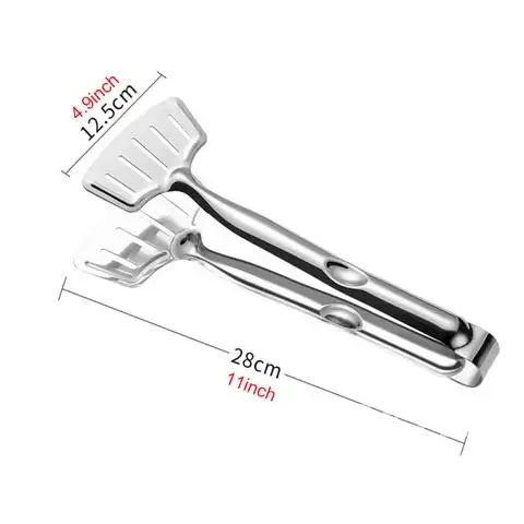 

Stainless Steel Double Sided Cooking Tongs Turner for BBQ Grilling Fish Beefsteak Bread Clip Spatula Fishing