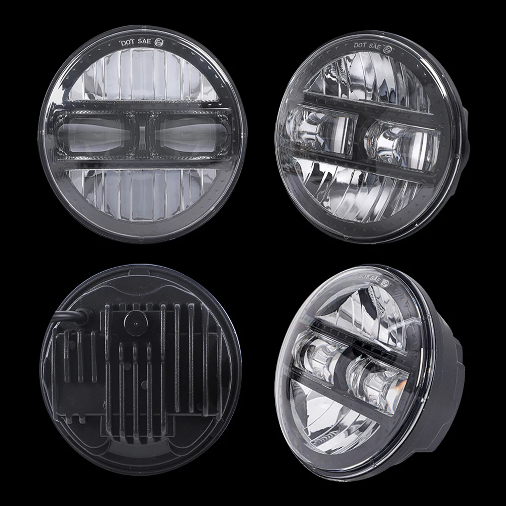 Black 5.75Inch Motorcycle Projector Led Headlight 5.75" H4 Headlamp With DRL For
