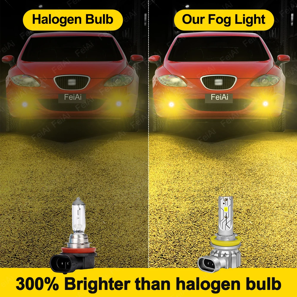 시트 레온 1P 5F 악세사리용 H11 LED 옐로우 안개등, 고출력 H11 LED 램프 전구 (2009 2010 2011 2012 2013-2020년식 차량용)