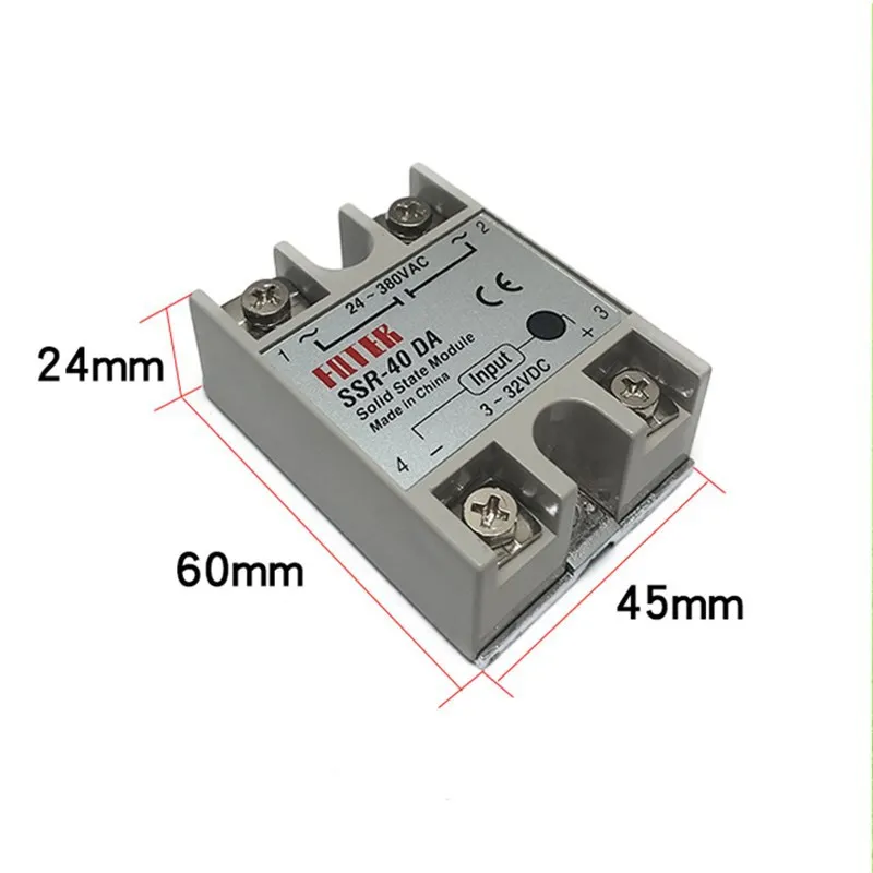 Relay Module SSR-10DA SSR-25DA SSR-40DA 10A 25A 40A Solid State 3-32V Input DC 24-380V AC Output