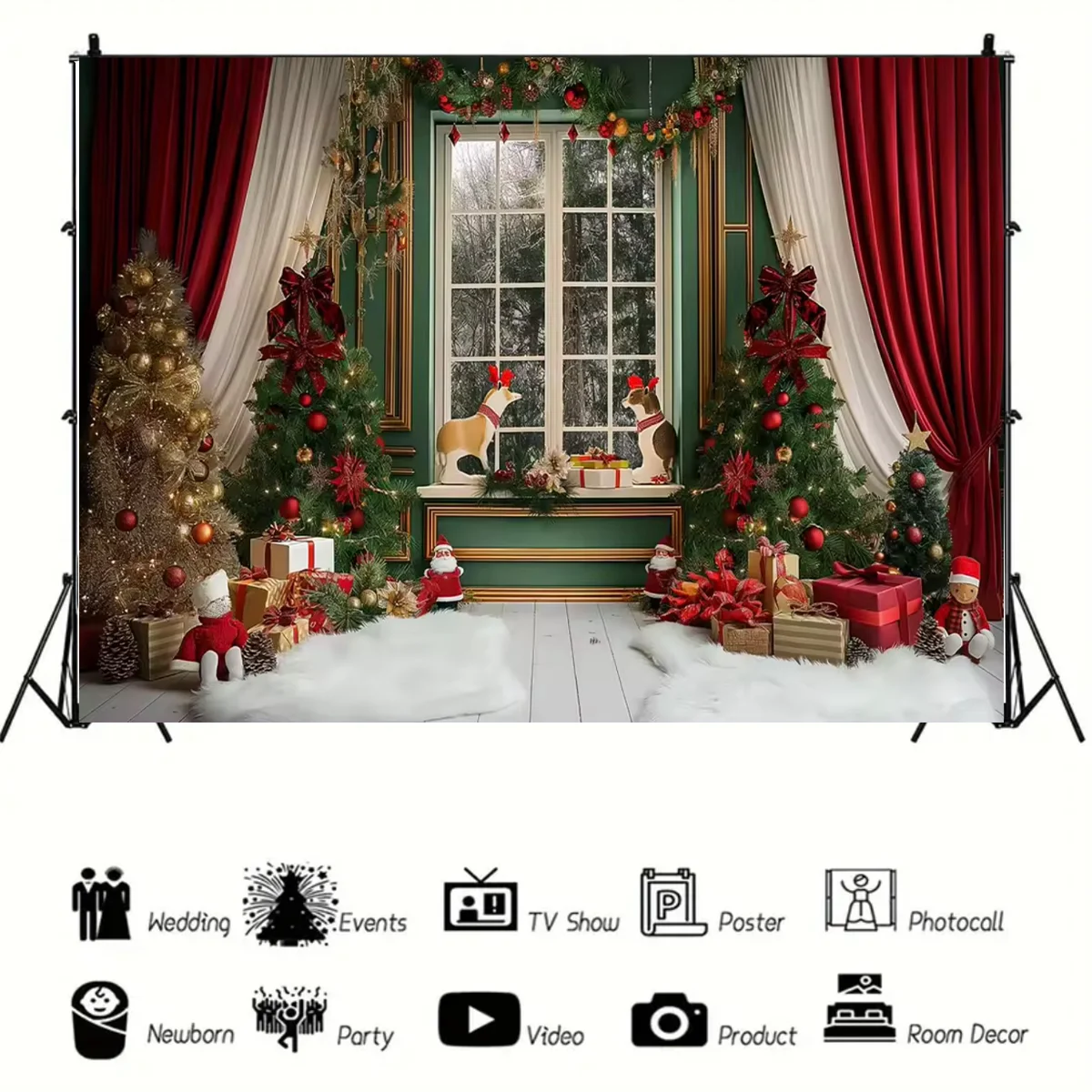 thumbnail image 4 of Fondo de frente de casa de calle de Papá Noel, accesorios de fotografía para bebés y niños, fondo de fotografía de Navidad para fiestas de adultos y niños, 4 of 5