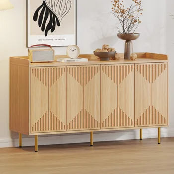 Coffee Bar Cabinet Farmhouse Sideboard Buffet Kitchen Cabinet with Design Doors 6