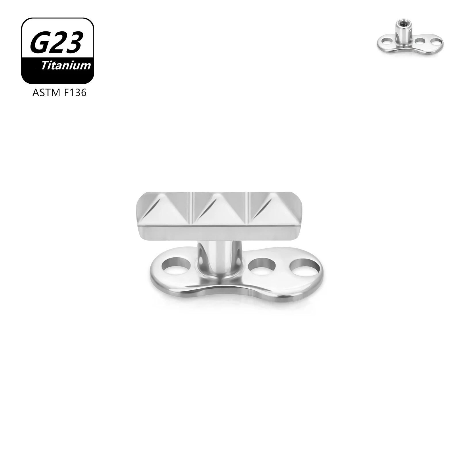 ASTM F136 Titanium 14G 2-Hole Internally Threaded CZ Dermal Anchor Tops and Base Microdermals Piercing 6