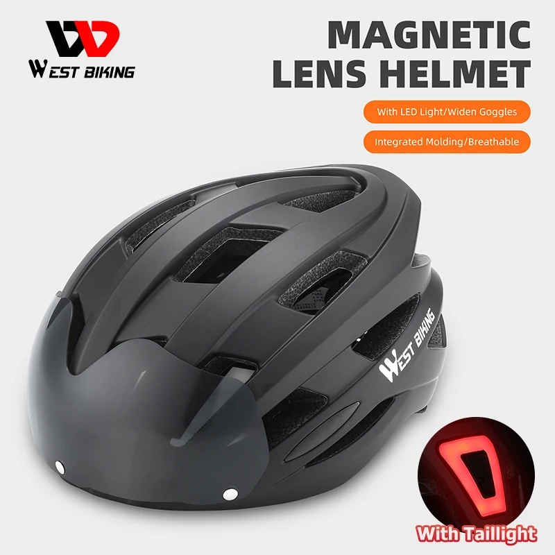 

WEST BIKING Bicycle Helmet Cycling LED Light Rechargeable Cycling Helmet Mountain Road Bike Helmet Sport Safe Hat For Women Men