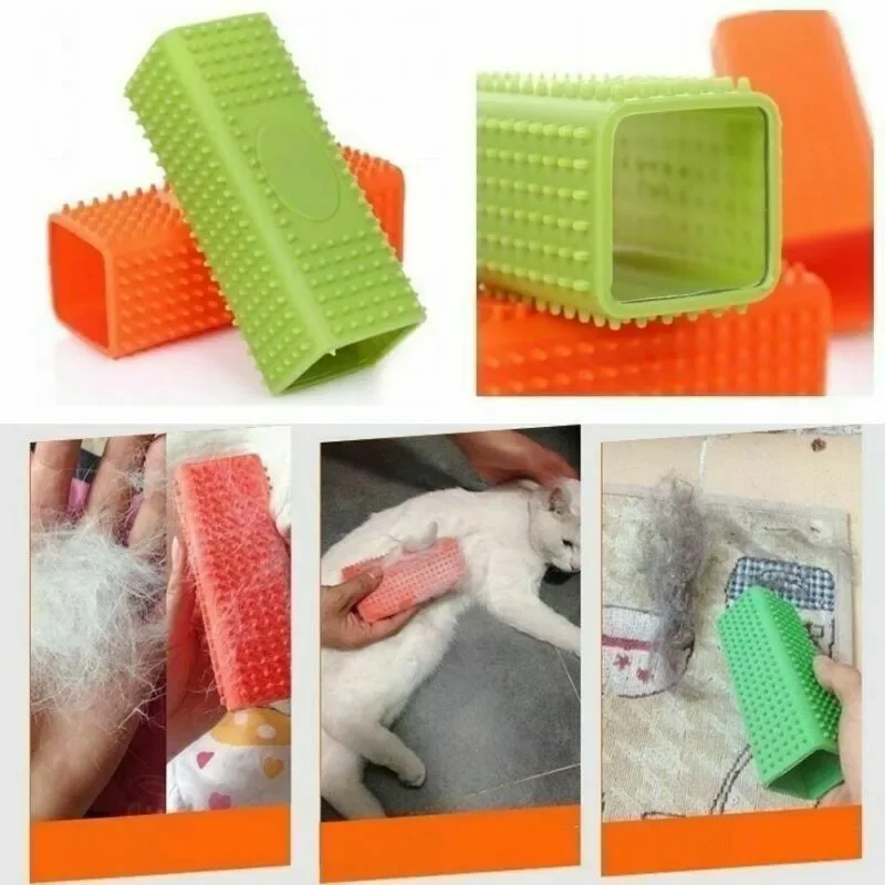 Pet dog cat rubber silicone hair remover Car furniture carpet clothes sofa cleaning brush Cat massage cleaning brush