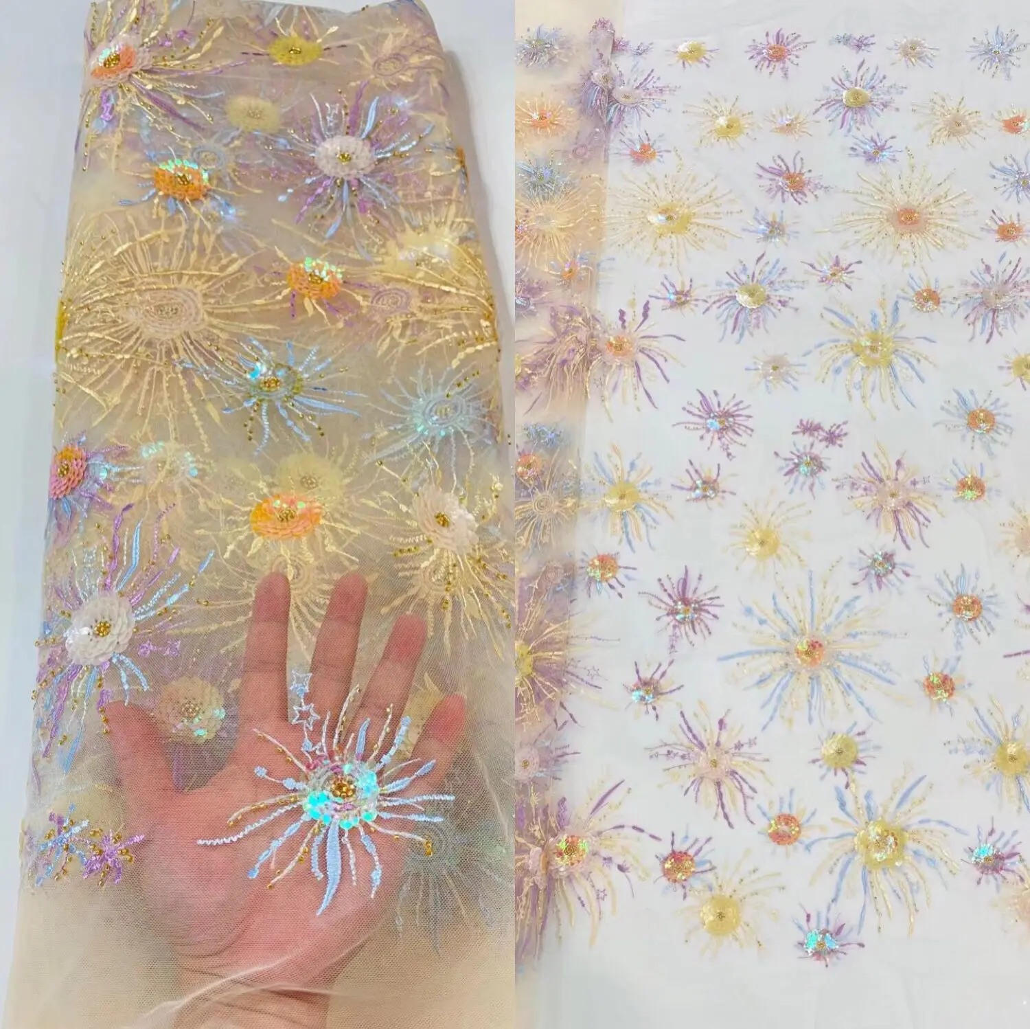 

Африканская кружевная ткань с бусинами и блестками, Женская ткань, Высококачественная французская Тюлевая кружевная ткань