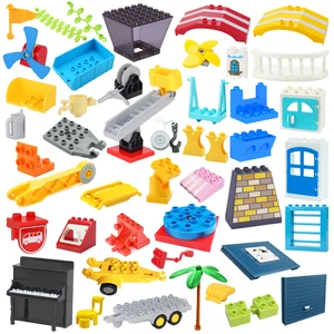 Аксессуары для больших строительных блоков, совместимые с домами Duplos, виллы, строительная шестерня, поворотное соединение, детские детали для сборки, игрушки