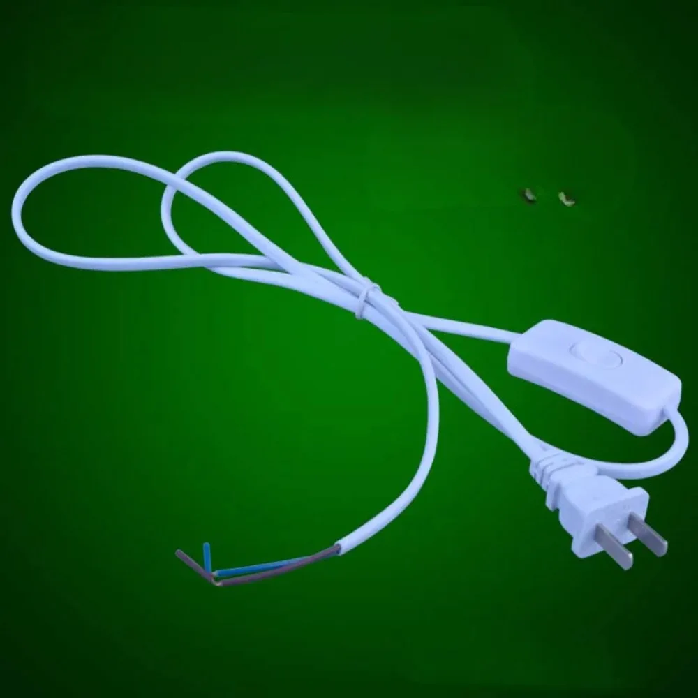 10 Pcs Black/White EU/US Pulg Electric Wire Lamp Switch Cable International Standard Power Cord with Switch Plug Copper Wire