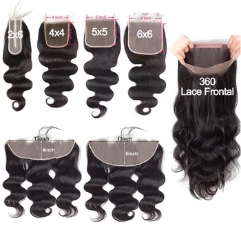 Body Wave 13x6 Lace Frontal Only 2x6 Lace Closure 4x4 5x5 6x6 Transparent Swiss Lace Closure 360 Lace Brazilian 100% Human Hair 1