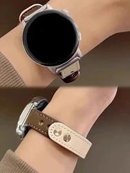 Elegant Leather Loop Strap - Premium 18mm, 20mm, 22mm Sport Bracelet Band - Galaxy Watch 4 40mm (Apricot grayish)