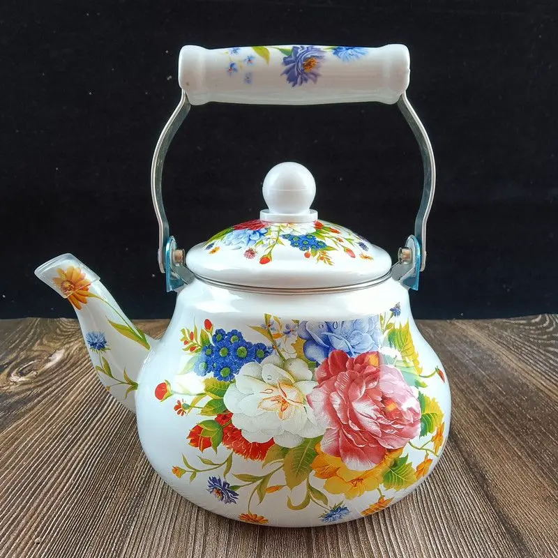 1.5L Enamel Teapot for Perfectly Boiled Cool Water and Milk Tea-Thickened, Induction Hob and Open-Flame Compatible