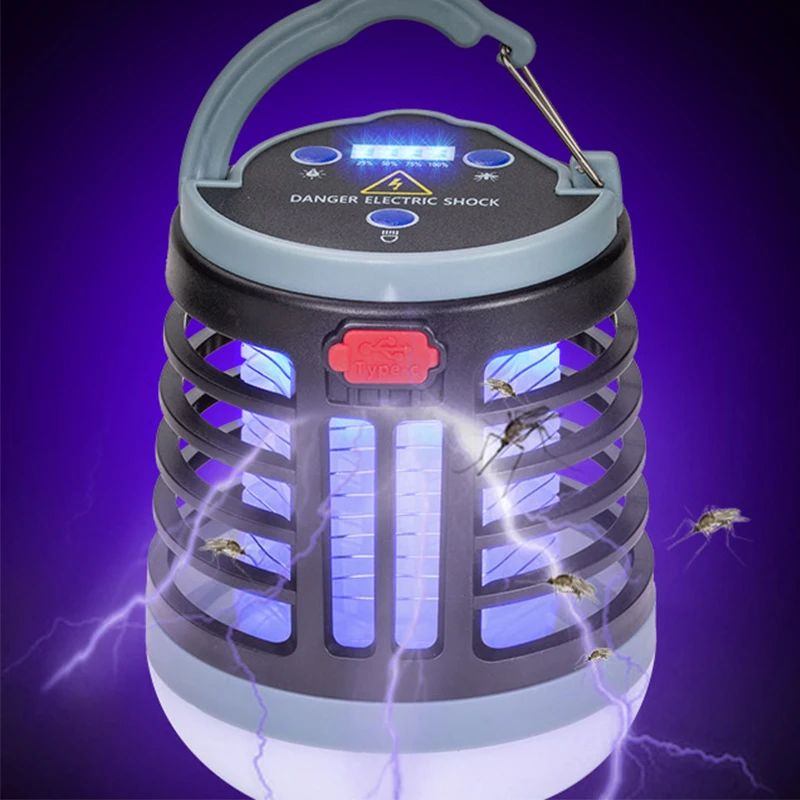 Portable Mosquito Repellent Lamp Rechargeable LED Flashlight Waterproof Camping Killer Lamp With Power Display