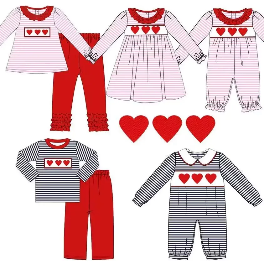 

Valentines Day New design boutique Girls and Boys suit jumpsuit heart print baby cute summer suit