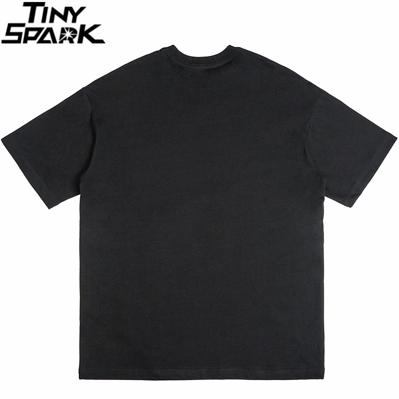 Streetwear T-Shirt Men Hip Hop Illusion Girl Letter Print T Shirt 2022 Harajuku Cotton Casual Summer Short Sleeve Tshirt Black 2