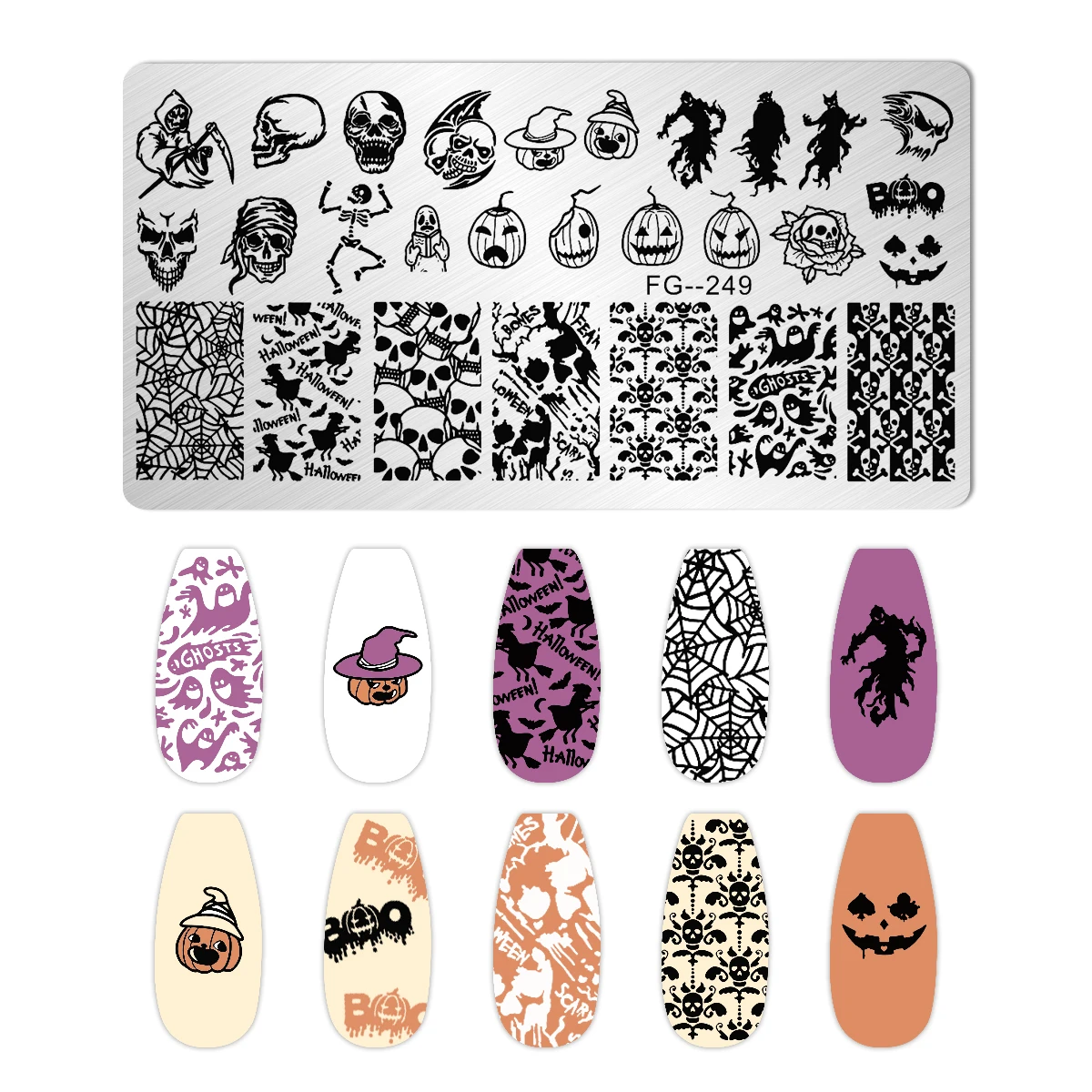 Easter Halloween Nail Stamping Plates Pumpkin /Skull /Flowers /Star Stainless Steel Printing Stencil Reusable Nail Steel Plate 2