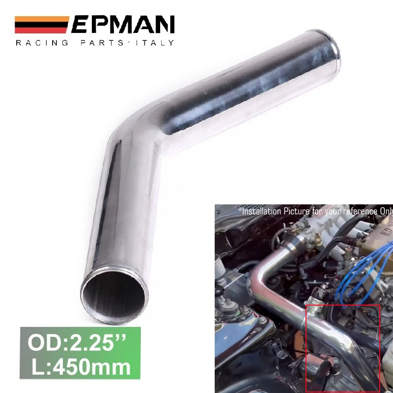 2pcs/unit 57mm 2.25 45 Degree Aluminum Turbo Intercooler Pipe Tube Piping L450 Mm For Bmw E36