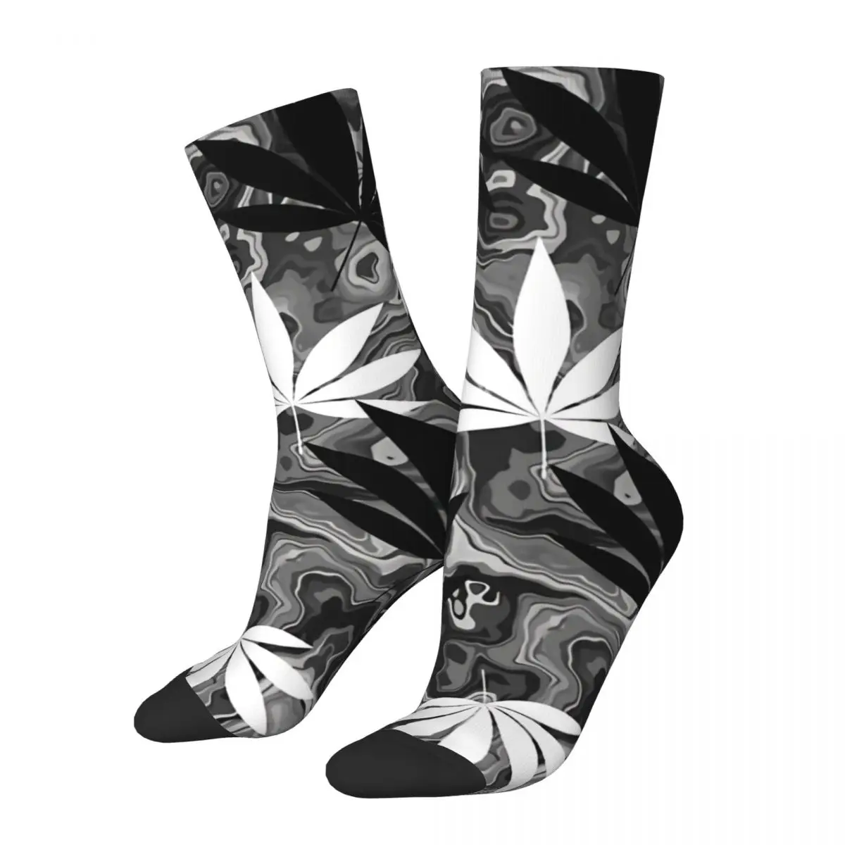 

Hip Hop Vintage Black And White Weed Crazy Men's Socks Unisex Harajuku Seamless Printed Funny Novelty Happy Crew Sock Boys Gift