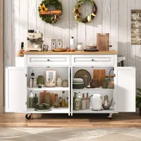 59 W Rolling Kitchen Island with Drop Leaf – Movable Kitchen Carts on Wheels Island with Storage Cabinet, Island Table 6