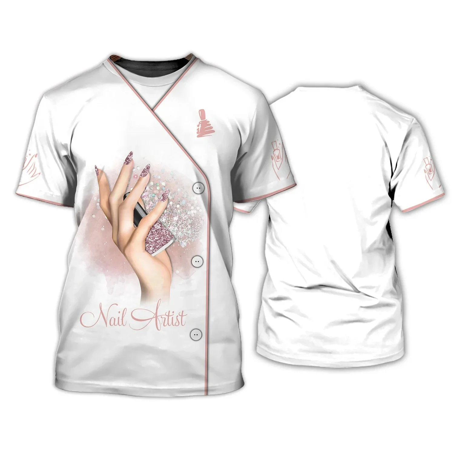 

Nail Artist T-Shirts Nail Polish 3D Print Streetwear Men Women Fashion Oversized Short Sleeve T Shirt Tops Uniform Clothing