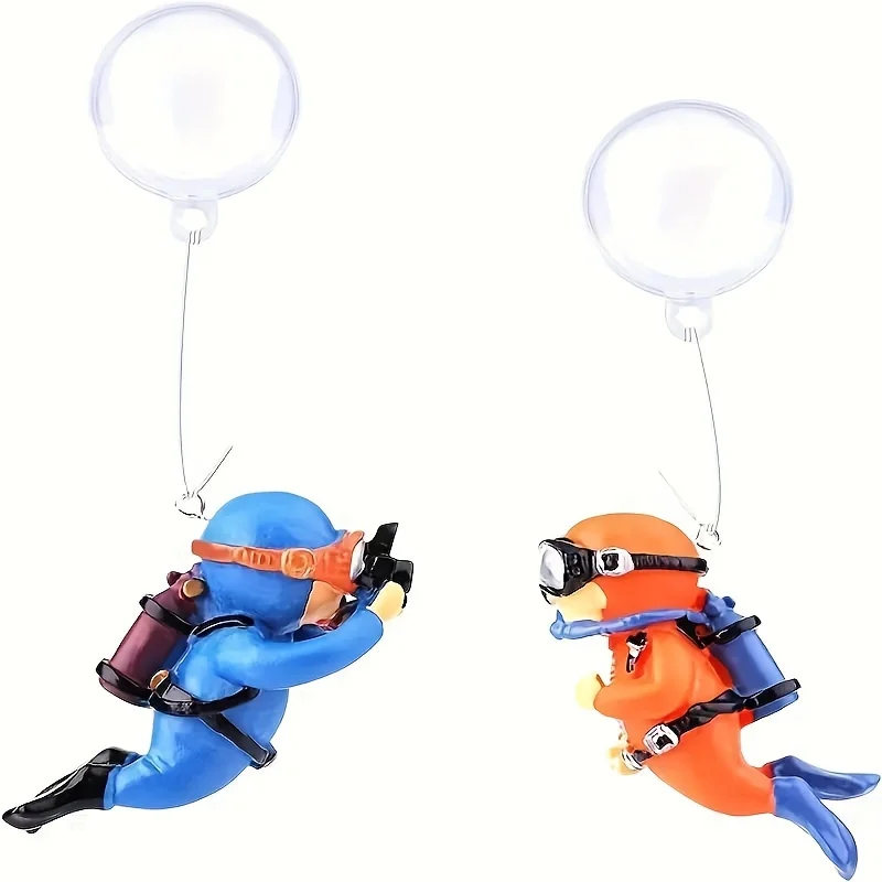 2pcs Playful Diver Tank Decor &ndash; Interactive Floating PVC Aquarium Ornaments Aquarium Fish Tanks Decoration