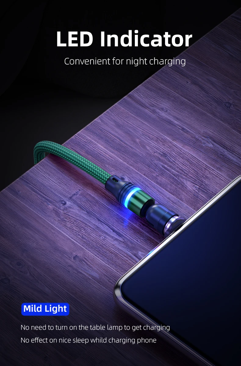 540 Degrees Rotate Magnetic USB C Cable 1M 2M 3M TYPE C Cable For Mobile Phone Magnet Charger Wire Cord For Huawei Xiaomi