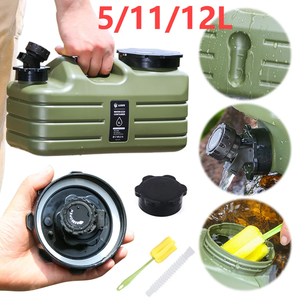 12/11/5L Water Bottle Camping Large Capacity Water Pouch With Detachable Faucet Food-Grade Car Tank Camping Bucket