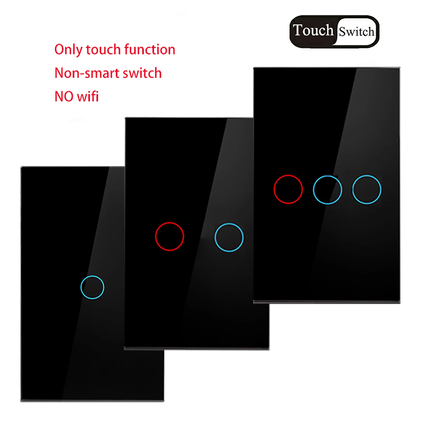 Wall Touch Switch AXUS EU US Crystal Tempered Glass Panel 1/2/3 Gang 1 Way LED Indicator Sensor